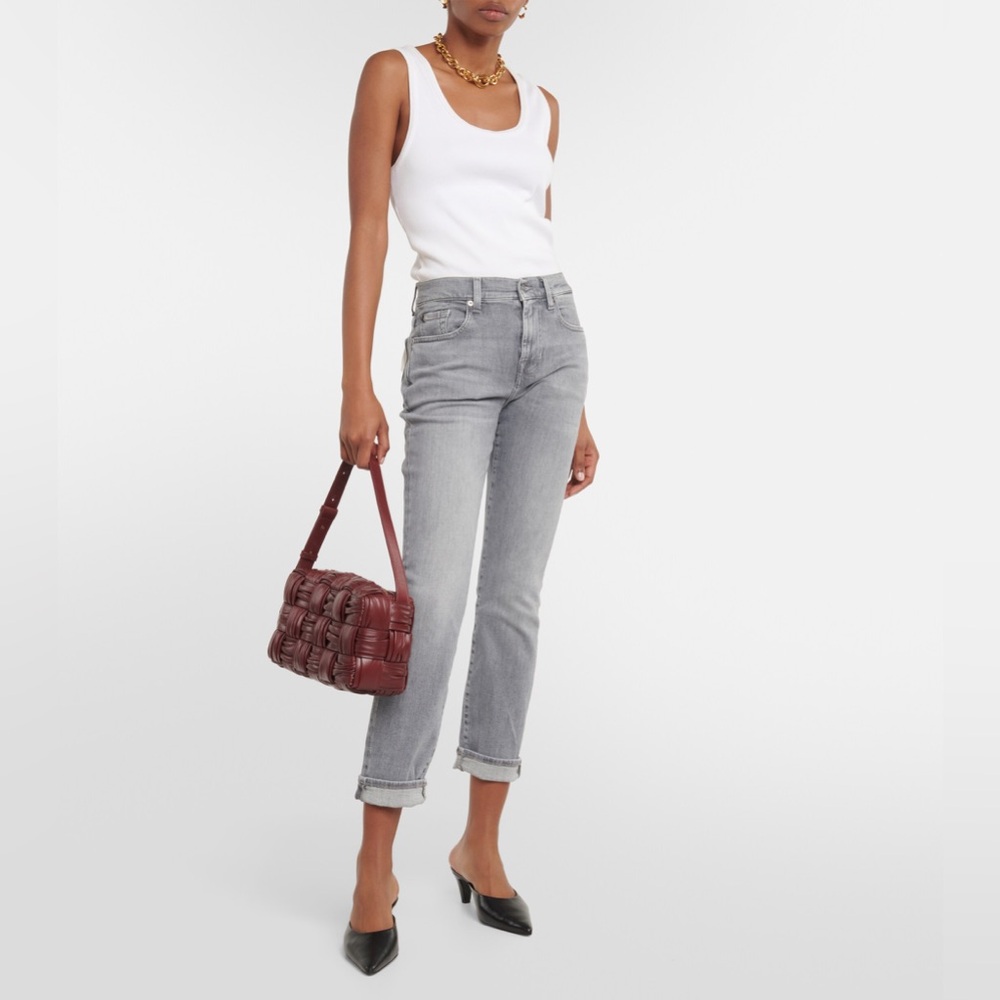 7 For All Mankind Slim Fit Jeans - Light Grey Denim - Size 28